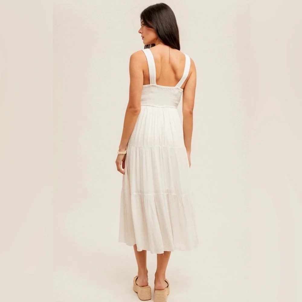 #75 Embroidered Detail Tiered Midi Dress - Picture 4 of 4